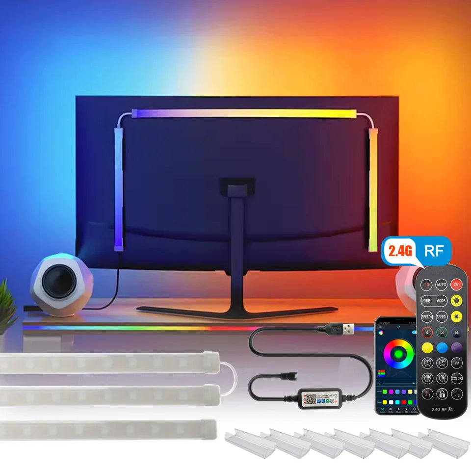 USB RGBIC LED Strip Lights for PC Monitor, App Controlled Gaming Backlight with Music Sync, 24 to 34 Inch Computer Screen LED Lighting for Gaming Room Decor